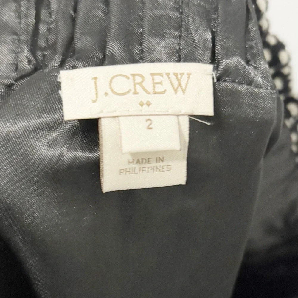 J. Crew Factory Sidewalk Skirt Womens Size 2 Black White Jacquard Print Textured